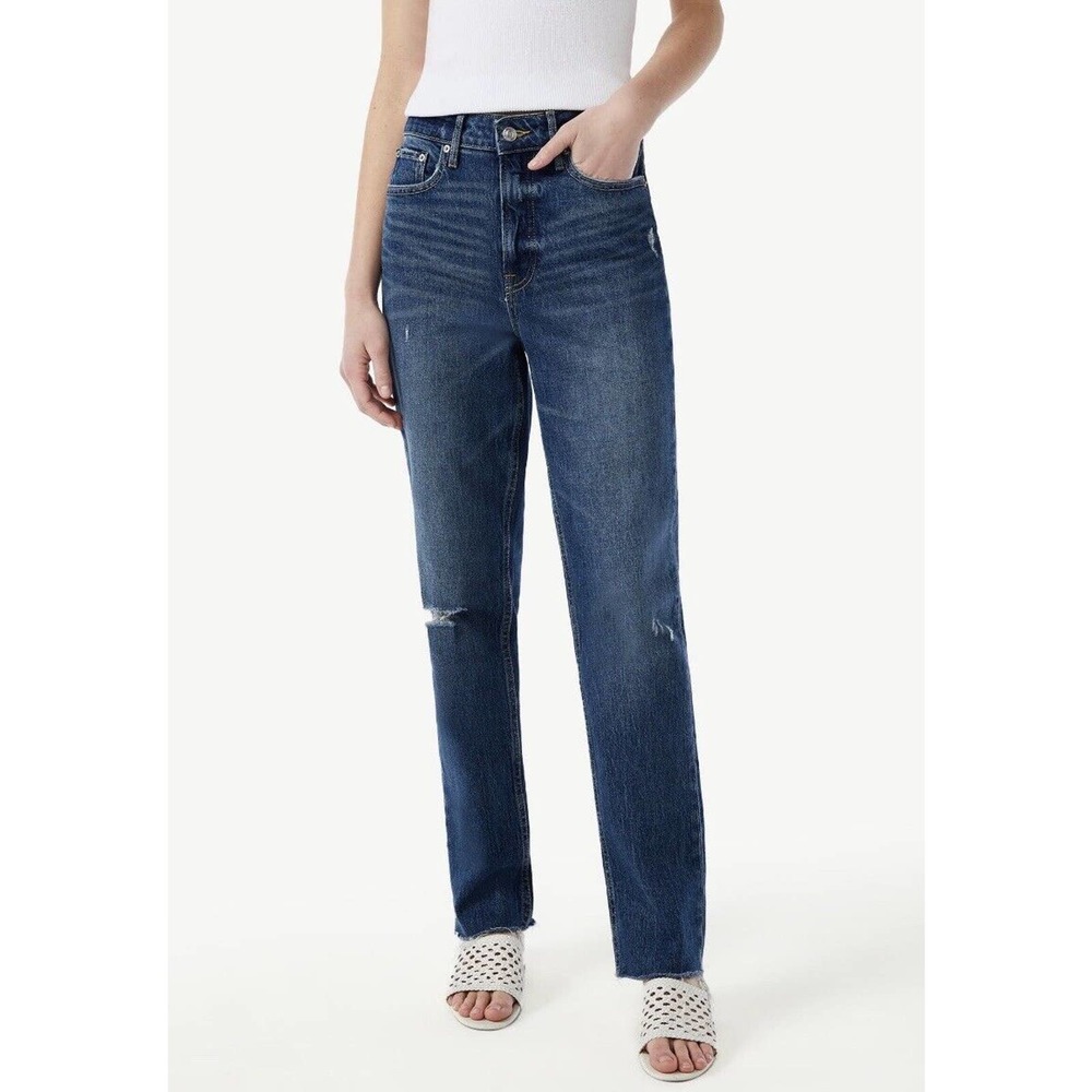 Free Assembly Womens Super High Rise Straight Jeans Cropped Hem Size 4
